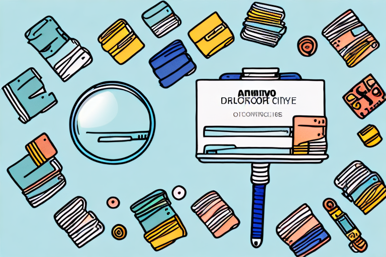 A magnifying glass hovering over a stylized amazon shopping cart filled with various types of books