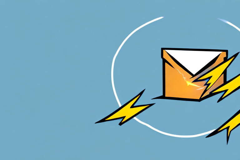 A lightning bolt striking a package box