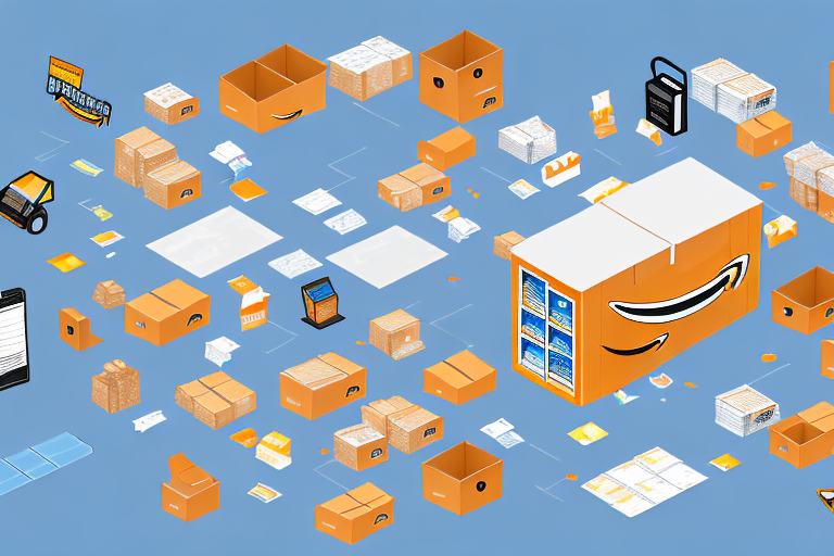 A bustling amazon warehouse filled with various types of products