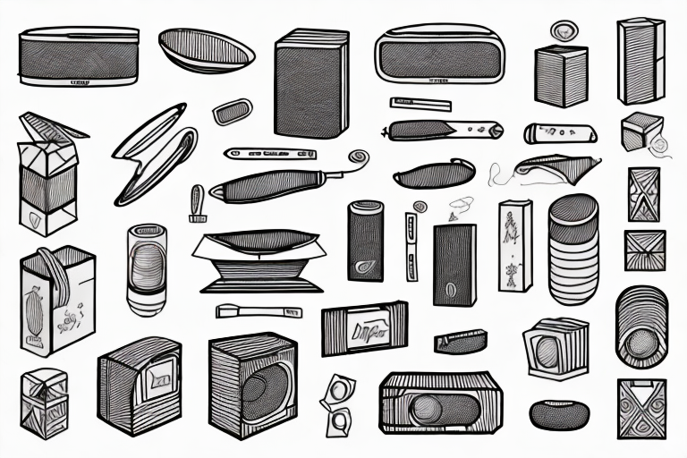 A variety of different product types (like a book