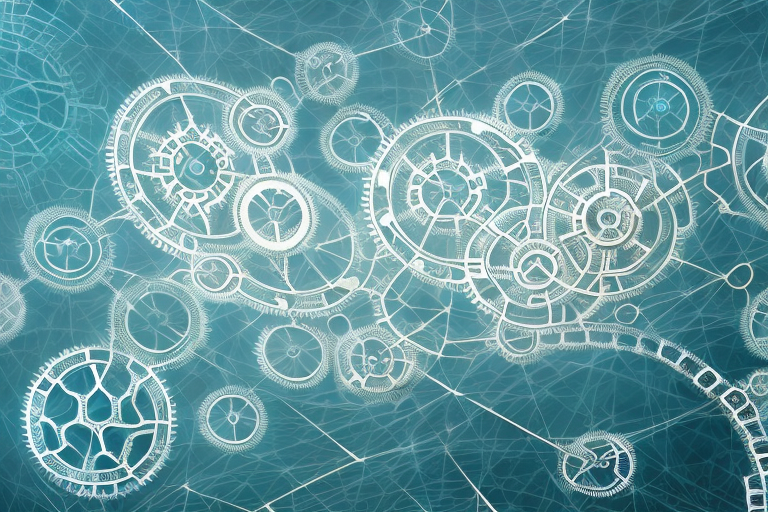 A complex network of interconnected gears and cogs