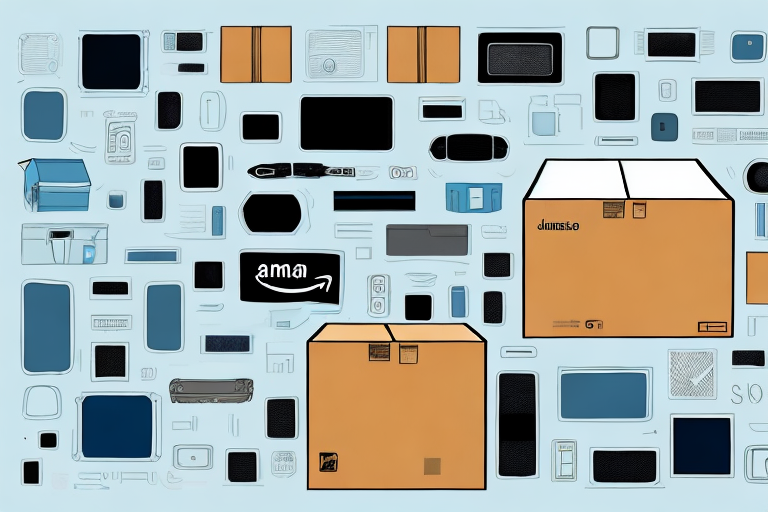 A large open box filled with various items like electronics