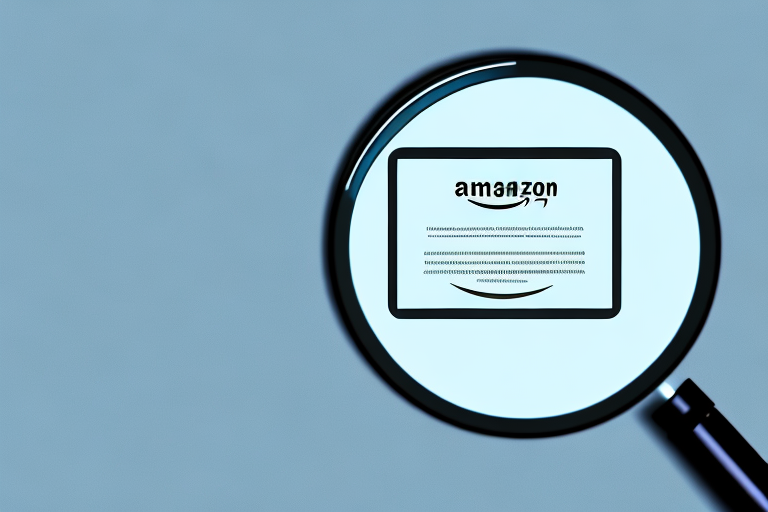 A magnifying glass hovering over a computer screen displaying an amazon product page