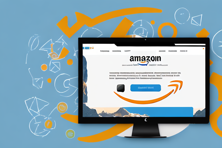 A computer screen displaying the amazon homepage with a large