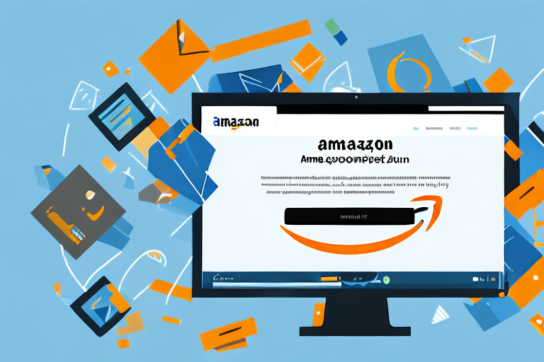 A computer screen showing the amazon homepage with a cursor hovering over the "sign up" button