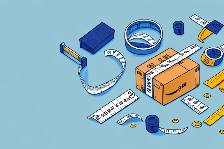 An amazon package surrounded by a measuring tape