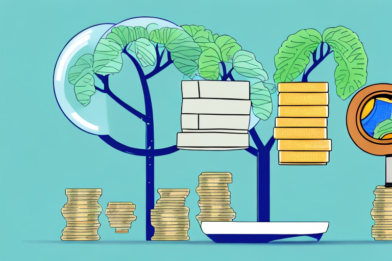 A growing money tree with amazon boxes as fruits