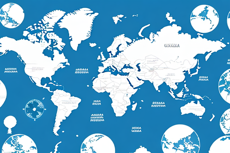 A global map with various shipping routes