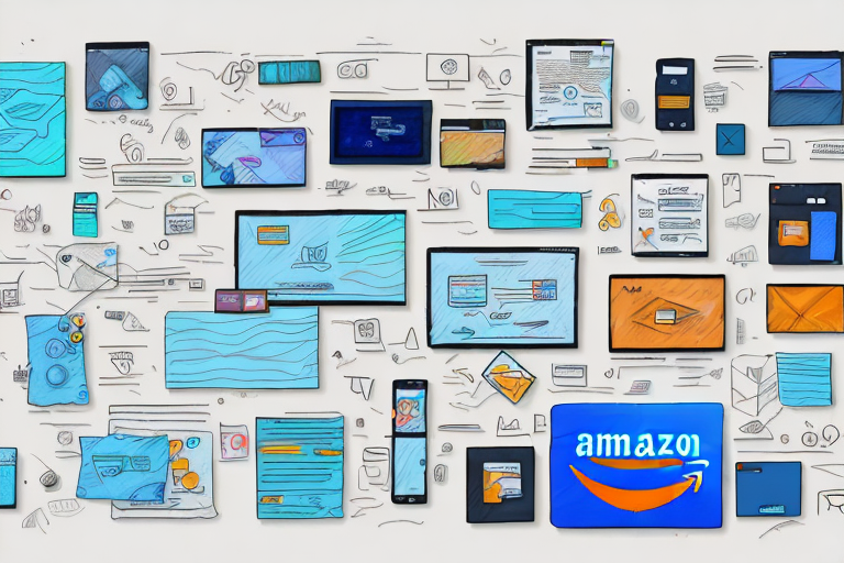 Various product listings on a digital screen