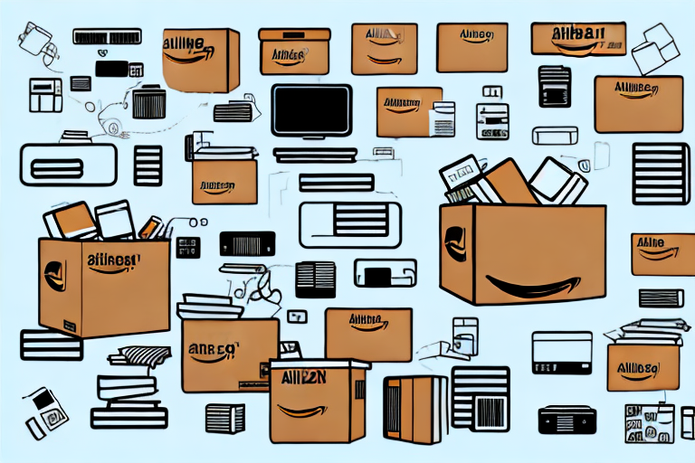 A large cardboard box with a barcode