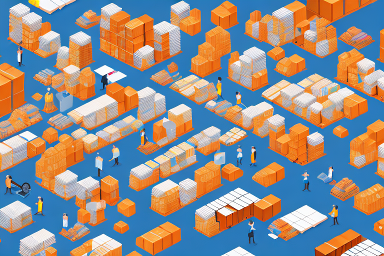 A bustling amazon warehouse filled with various types of products ready for shipment