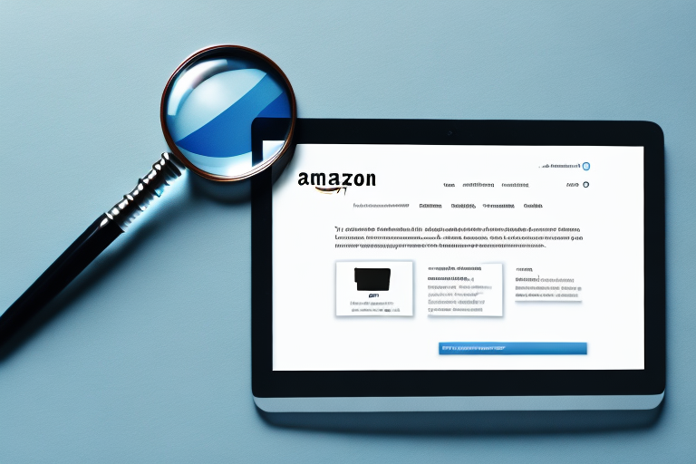 A computer screen showing an amazon product page with a magnifying glass highlighting the sales rank section