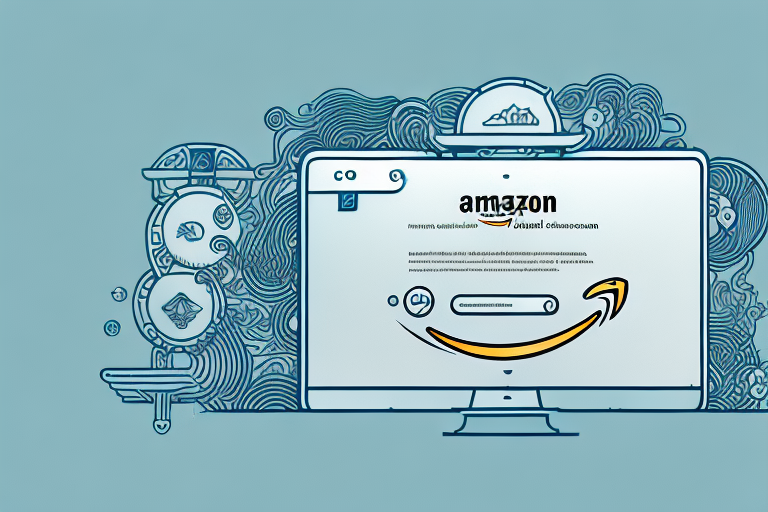 A product being propelled upwards towards a stylized representation of amazon's first page