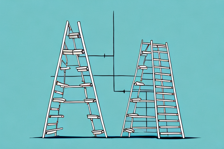 A symbolic ladder reaching up towards a large amazon box