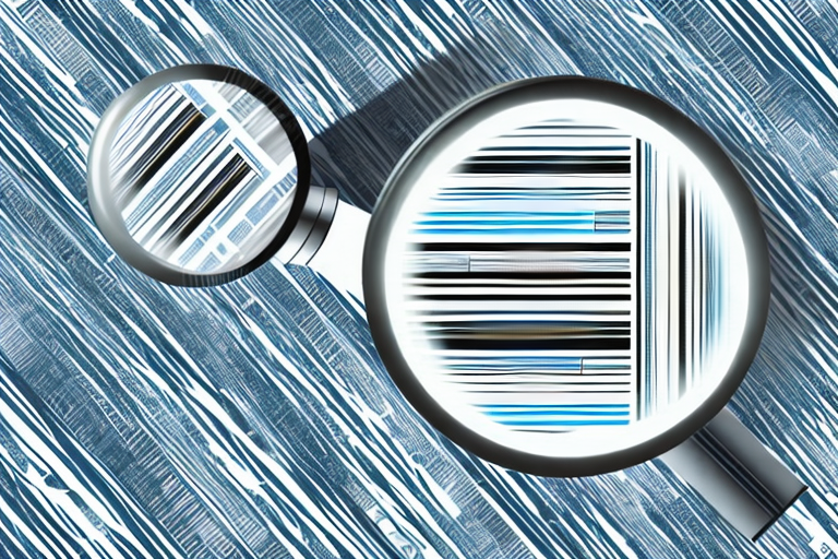 A barcode magnified under a magnifying glass