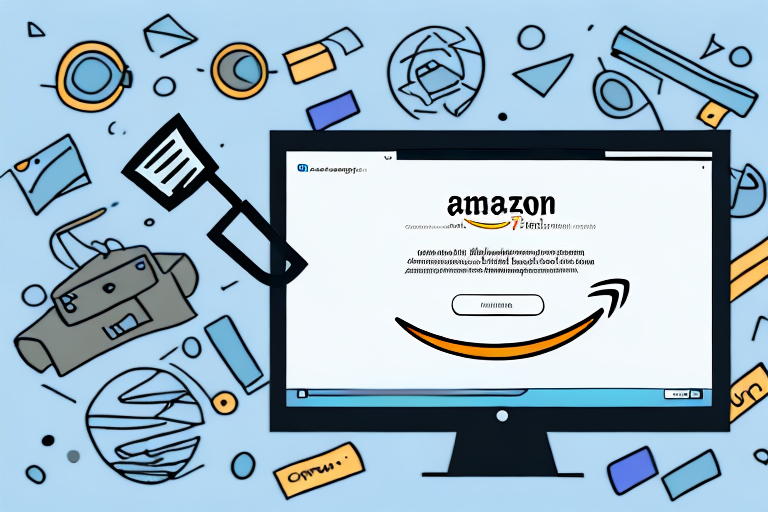 A computer screen showing an amazon webpage with a magnifying glass highlighting the product url in the search bar