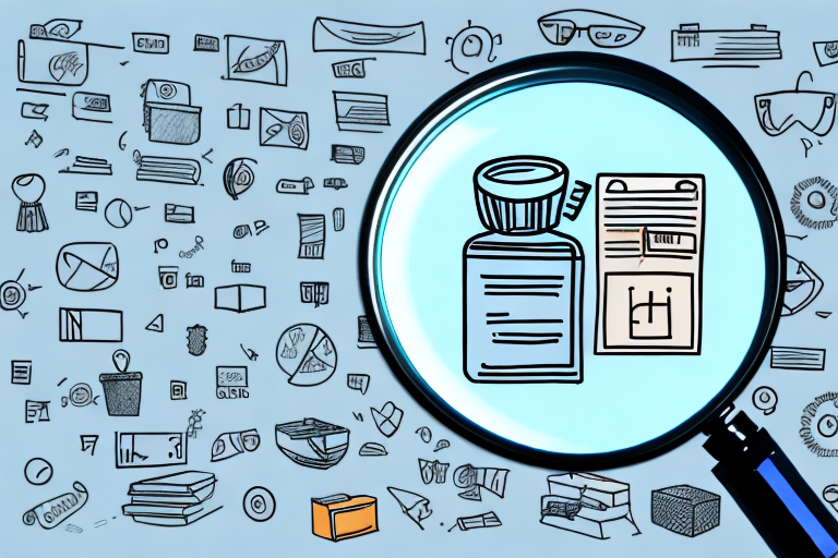 A magnifying glass hovering over a variety of different amazon product icons