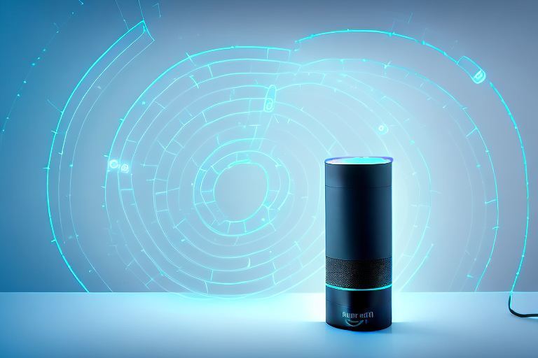 An amazon echo device with light rings glowing