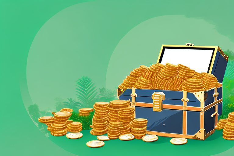 A treasure chest overflowing with gold coins and a computer mouse