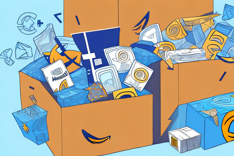 A large amazon box with various products peeking out