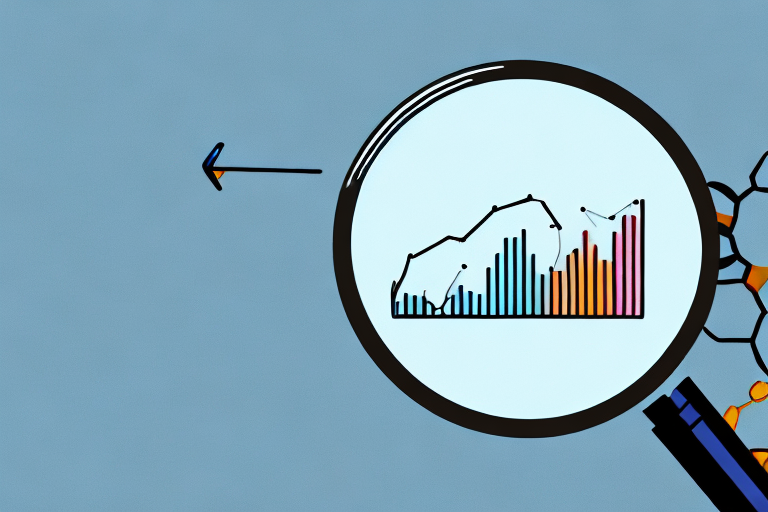 A magnifying glass hovering over a high-quality product on an abstract representation of an amazon product listing