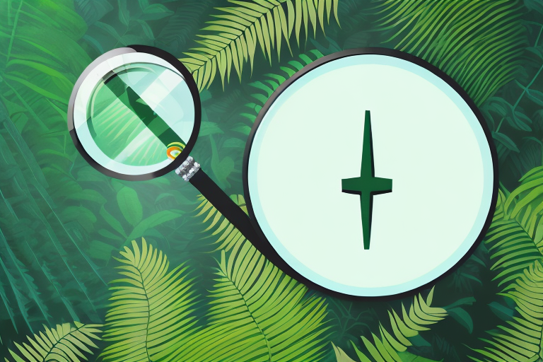 A magnifying glass hovering over a stylized amazon jungle scene