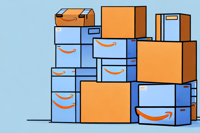 A stack of amazon boxes next to a calendar showing the number 18