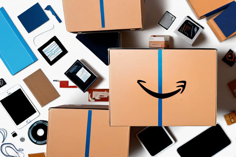 An open amazon box filled with various items like electronics