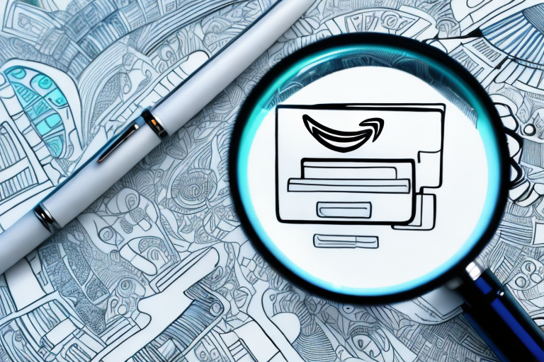 A magnifying glass hovering over a detailed image of an amazon product page