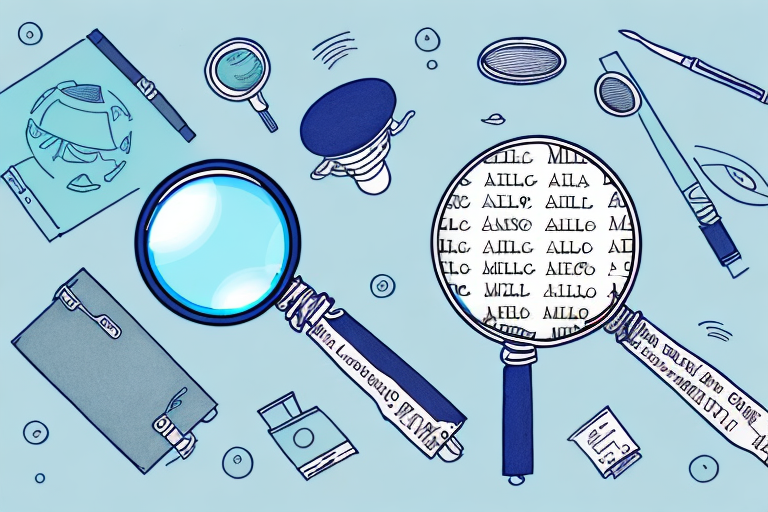 A magnifying glass hovering over a variety of different products