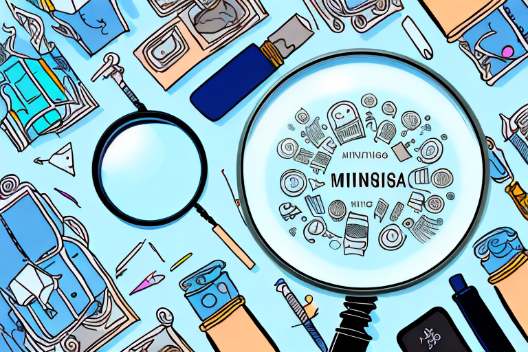 A magnifying glass hovering over a variety of popular product categories like electronics