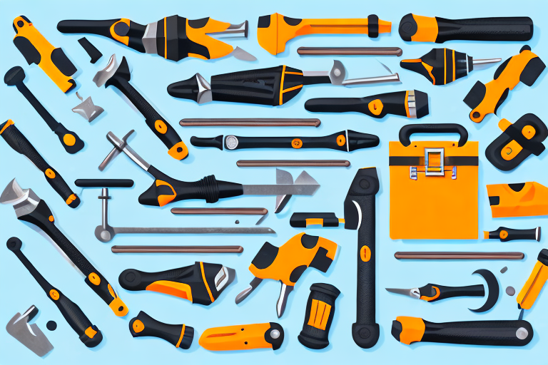 A variety of tools such as a hammer