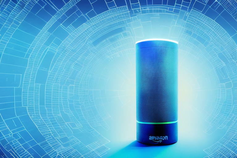 The amazon alexa device in a futuristic setting