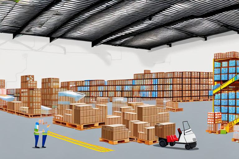 A warehouse filled with various types of products in boxes