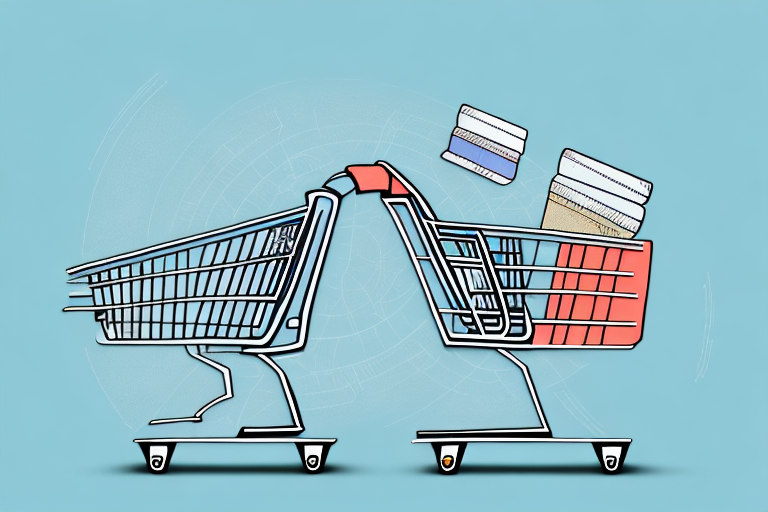 A shopping cart filled with various products