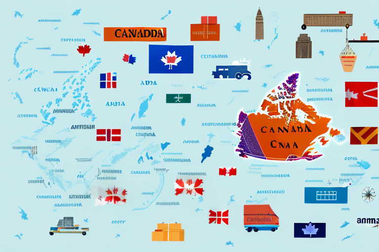 A map of canada with an amazon delivery box on it