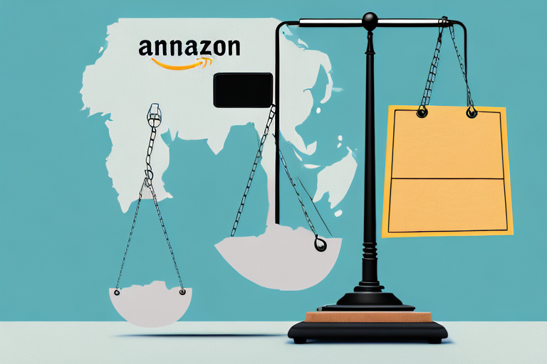 A balanced scale with an amazon package on one side and a price tag on the other