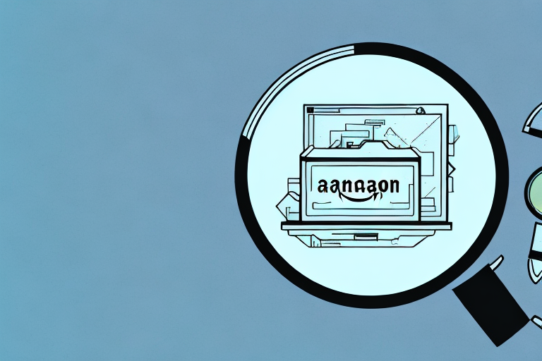 A magnifying glass hovering over a computer screen displaying an amazon ad