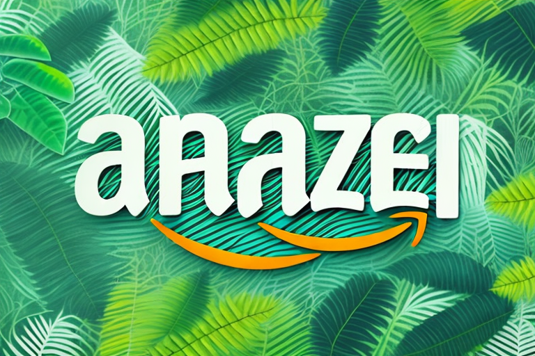 A thriving amazon rainforest with symbolic elements like a rising graph to represent surging organic and ad sales