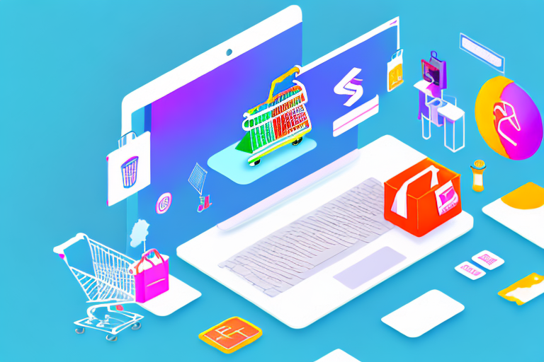 A vibrant digital marketplace with various types of products