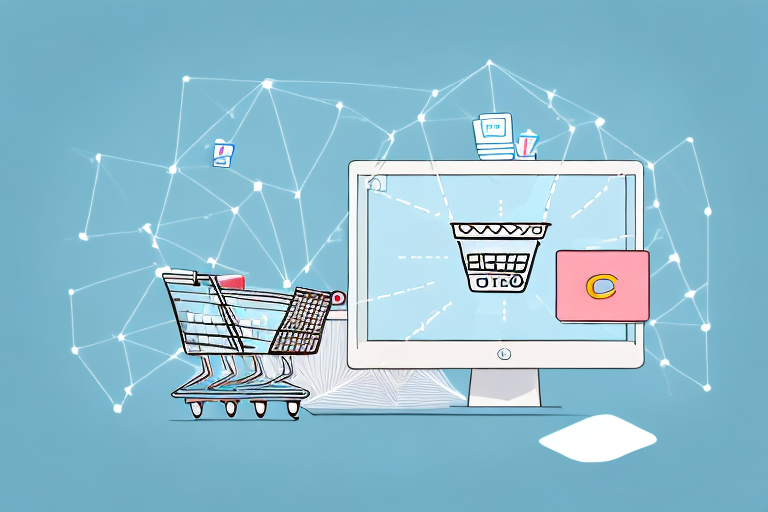 A digital marketplace with various ecommerce elements such as shopping carts