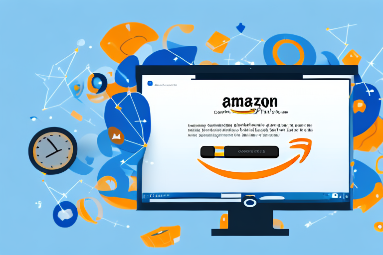 A computer screen showing the amazon homepage with a cursor clicking on the "create account" button