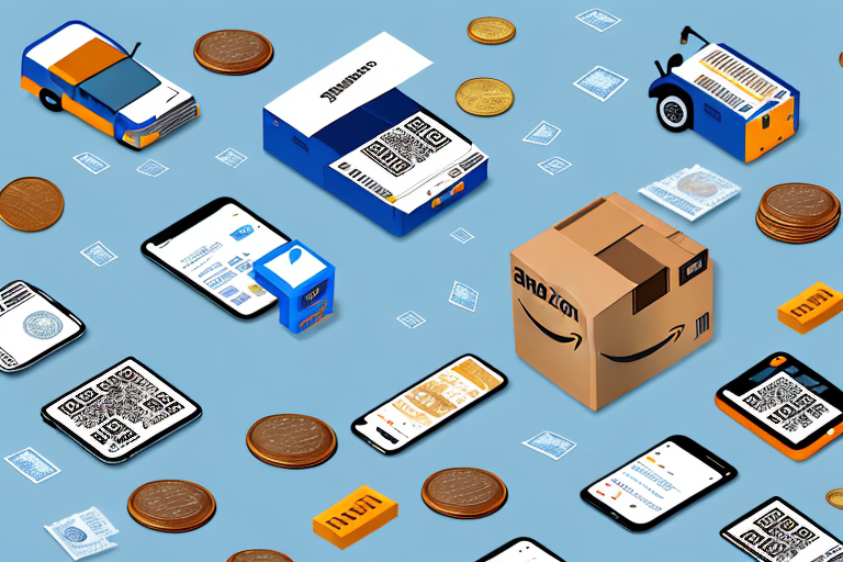 An amazon box filled with coins and bills