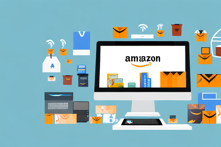 A computer displaying the amazon website with various products