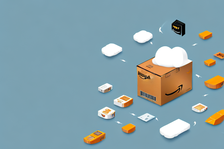 An amazon box floating on a cloud