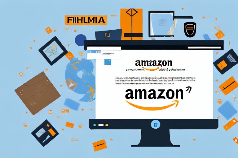 A computer screen displaying the amazon website with distinct sections highlighting the steps involved in creating an fba (fulfillment by amazon) account