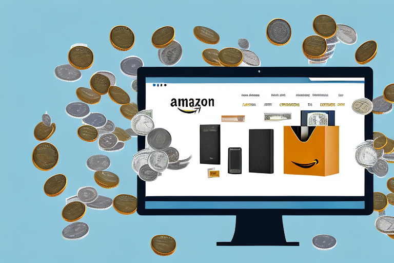 A computer screen displaying an amazon product page with various items such as books