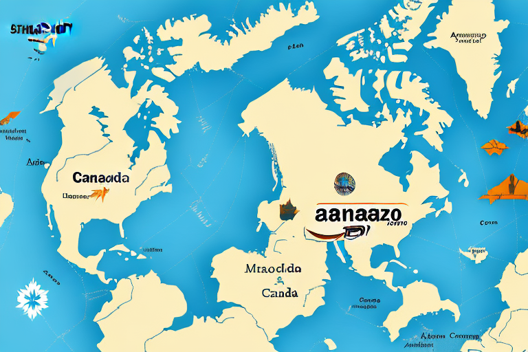 A map of canada with amazon packages scattered across