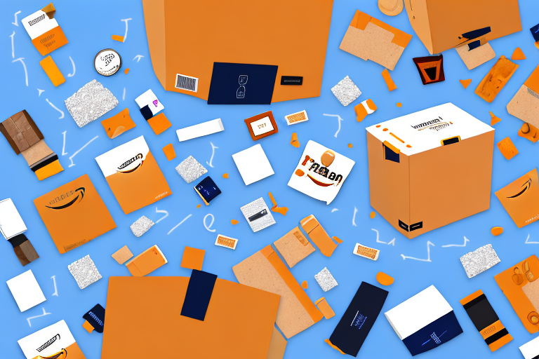 Several different types of products being placed into an open amazon fba box