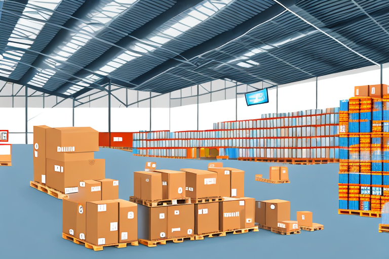 A warehouse with various packages being prepared for shipment